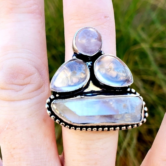 New Rose Quartz & Aura Quartz Crystal 925 Silver Ring. - Picture 8 of 13
